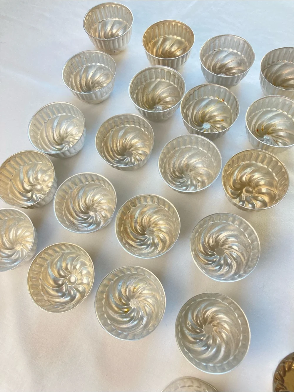 Vintage Aluminum Mini Bundt & Fluted Molds Baking Shells - Set of 28